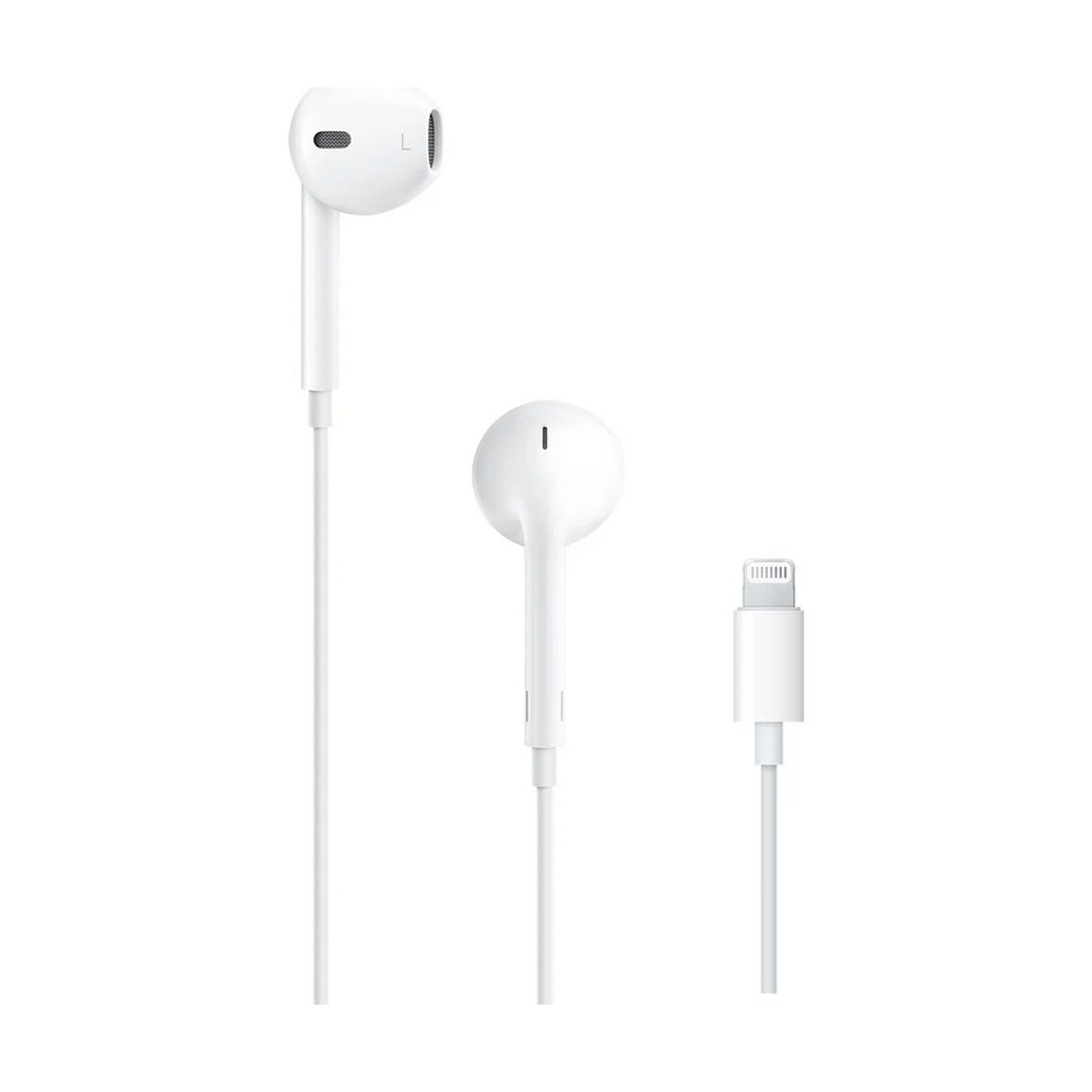 Audífonos Apple EarPods modelo MWTY3AM/A con conexión Lightning en color blanco, diseño clásico con micrófono integrado para llamadas y música