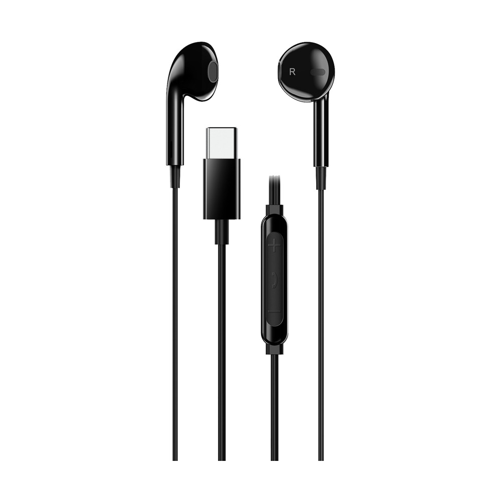 Audífonos Genius Principal modelo 31710030400 tipo C con cable negro y control de volumen con micrófono integrados