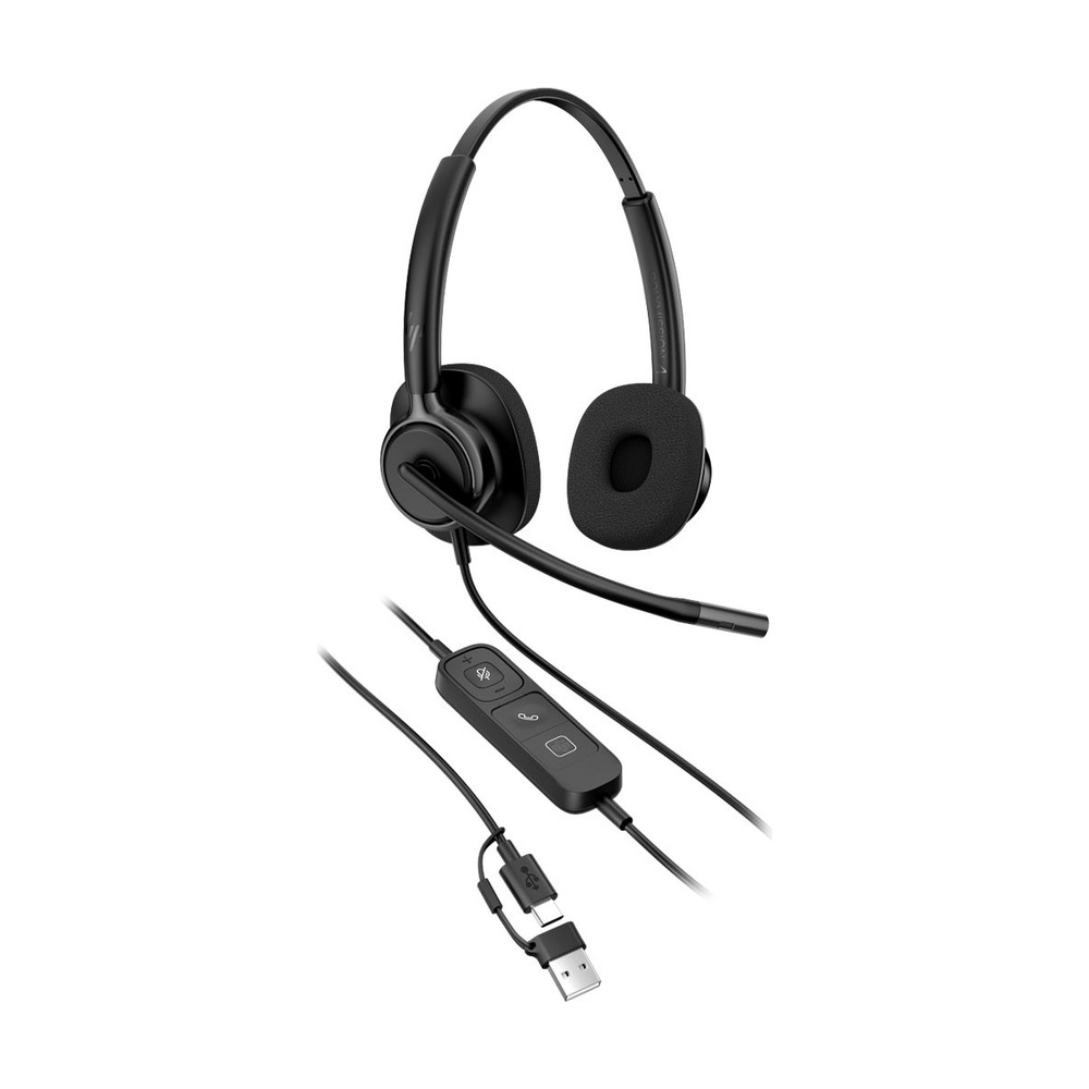 Audifonos HP Poly Mission 425 modelo C01B3AA#AC3 con conexión USB y control de volumen y micrófono para oficina y teletrabajo