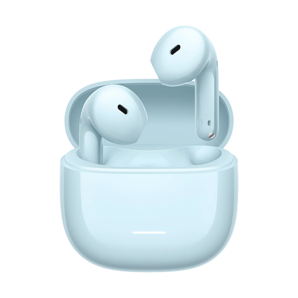 Audífonos inalámbricos Xiaomi Redmi Buds 8 Active modelo BHR08JPGL en color azul con estuche abierto mostrando los auriculares