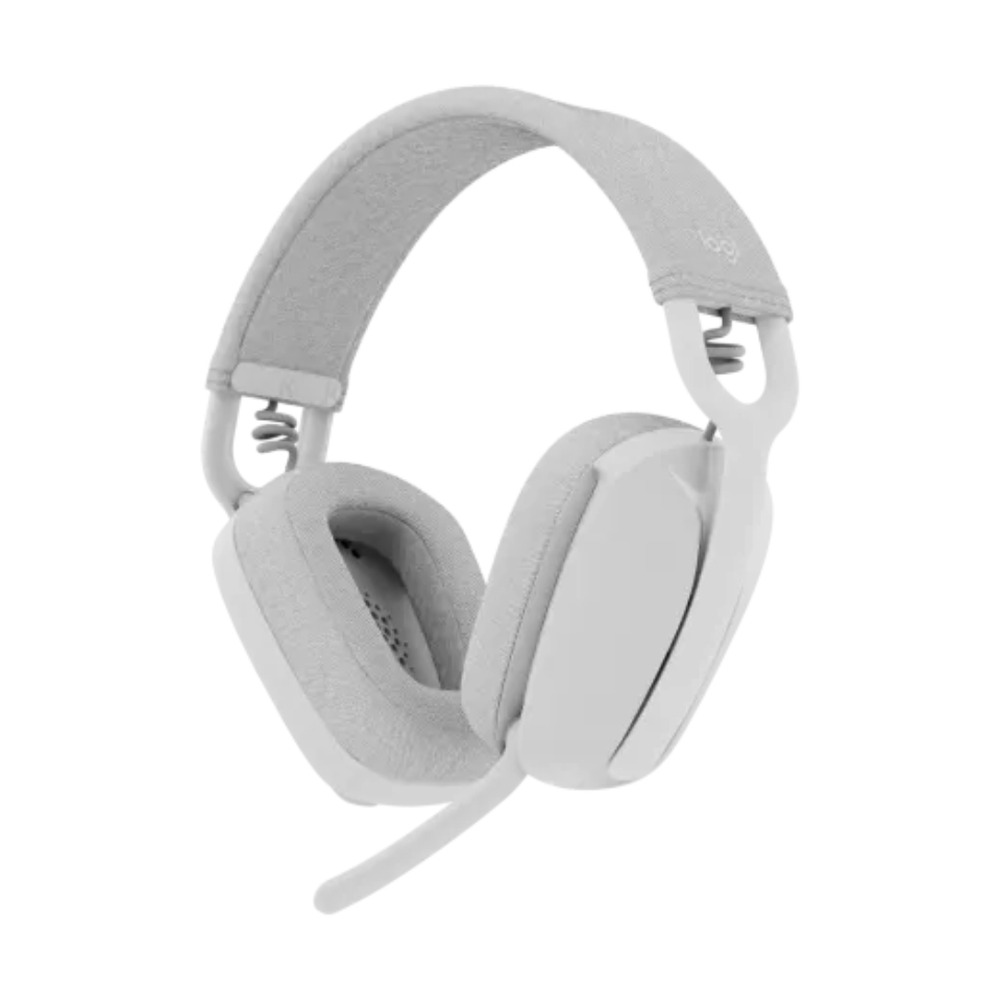 Audífonos Logitech Zone Vibe 100 inalámbricos en color blanco con micrófono lateral y diseño cómodo para uso prolongado