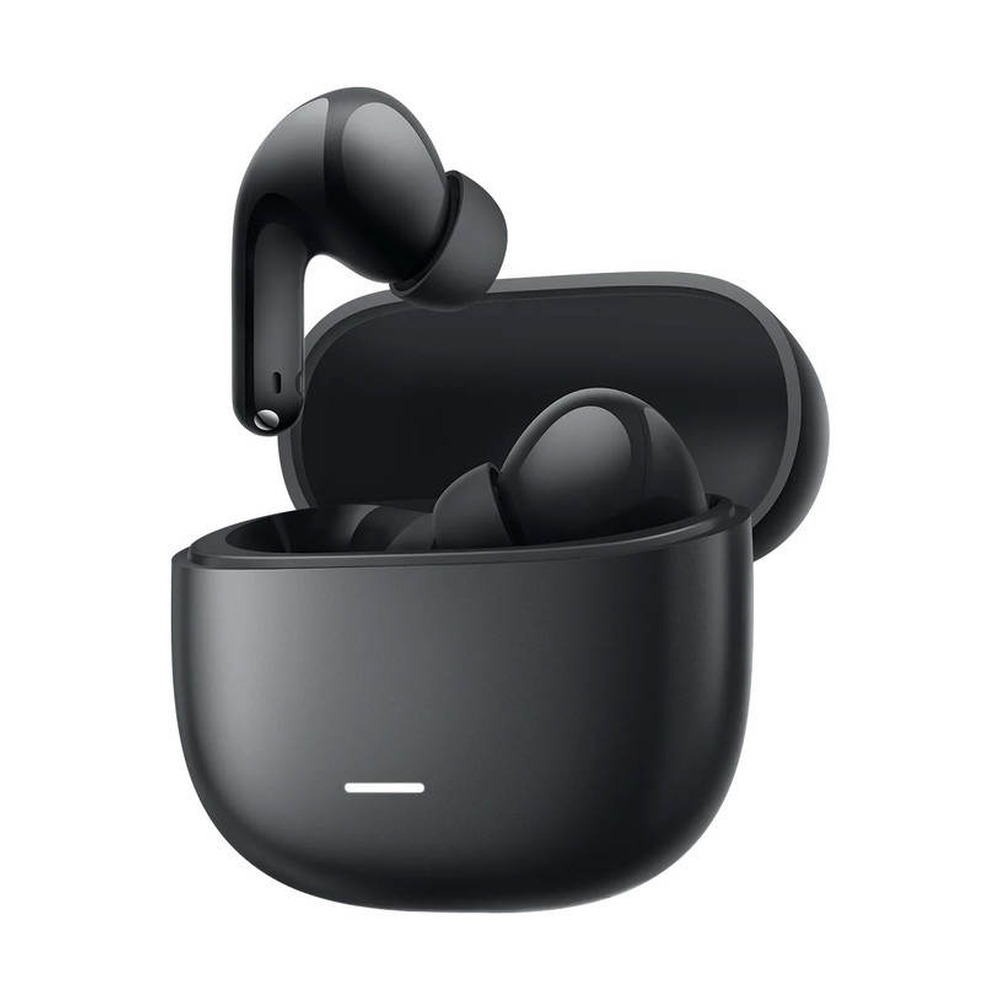 Audífonos inalámbricos Xiaomi Redmi Buds 8 Lite modelo BHR08OMGL color negro con estuche de carga abierto