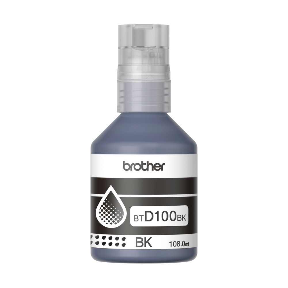 Botella de tinta negra Brother BTD100BK modelo BTD100BKMEX con capacidad de 108 ml para impresoras en Colombia