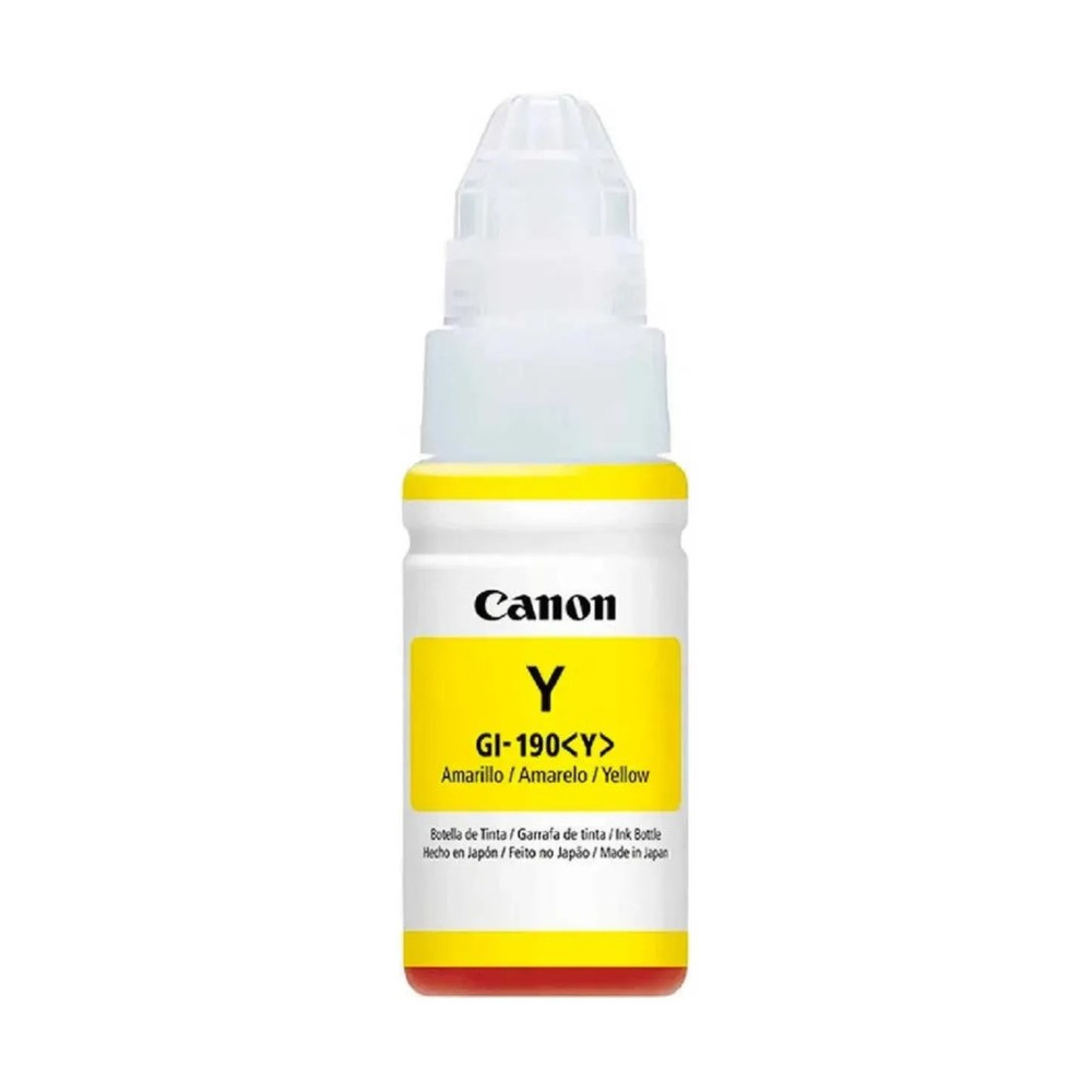 Botella de tinta Canon GI-190 amarillo modelo 0670C001AC para impresoras con tinta original de alta calidad