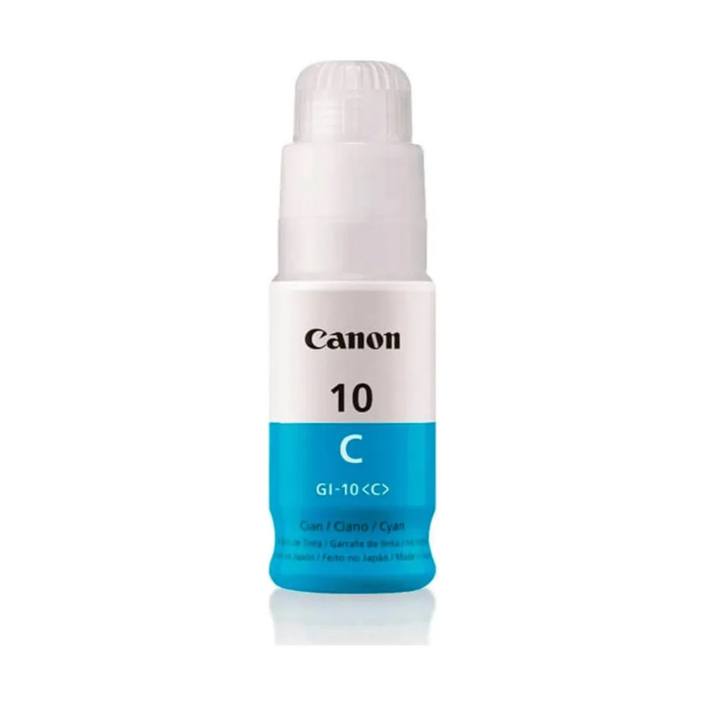 Botella de tinta Canon GI-10 color cyan modelo 3391C001AB para impresión de hasta 7.700 páginas en Colombia
