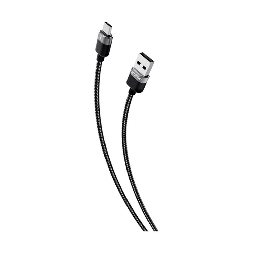 Cable oraimo modelo OCD-L72-DARK CHROME color negro con conexión USB a y Lightning con diseño trenzado resistente