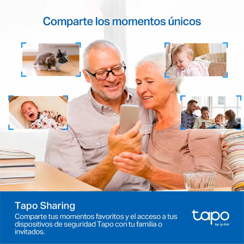 Función para compartir videos y momentos únicos con familia e invitados usando cámara TP-Link Tapo TC71 para seguridad en el hogar