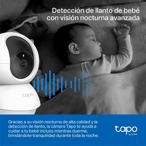 Cámara TP-Link Tapo TC71 con detección de llanto de bebé y visión nocturna avanzada para monitoreo seguro durante la noche