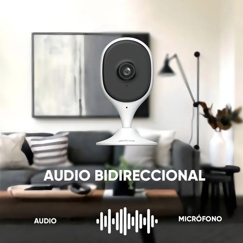 Cámara IP Dahua DH-C3A con audio bidireccional que incluye micrófono y altavoz para comunicación remota.