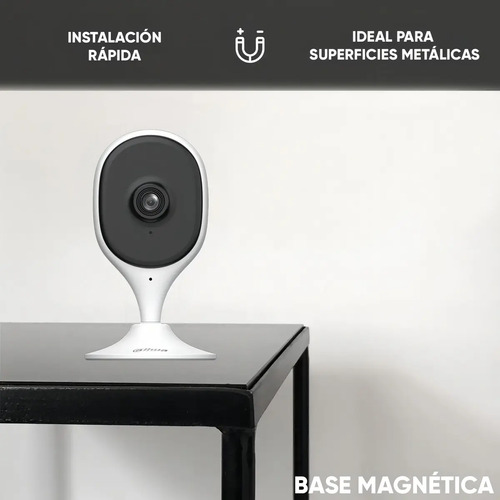 Cámara IP Dahua DH-C3A con base magnética para instalación rápida en superficies metálicas o planas.