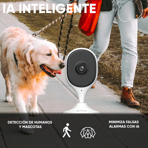 Cámara IP Dahua DH-C3A con detección inteligente de humanos y mascotas usando inteligencia artificial.
