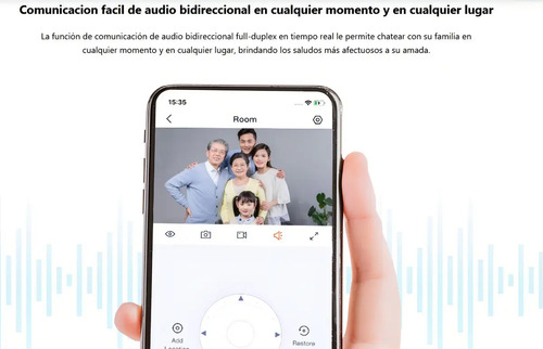 Uso de la cámara Tenda CP3 con comunicación de audio bidireccional desde la aplicación móvil para vigilancia y control remoto.