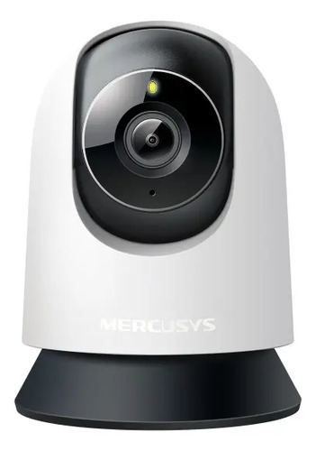 Detalle del lente y frontal de la cámara de seguridad interior Mercusys MC210 3MP 2K domo blanco para vigilancia en casa