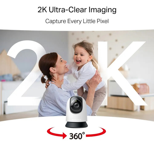 Calidad de imagen ultra clara 2K y rotación 360 grados en cámara de seguridad interior Mercusys MC210 3MP domo blanco