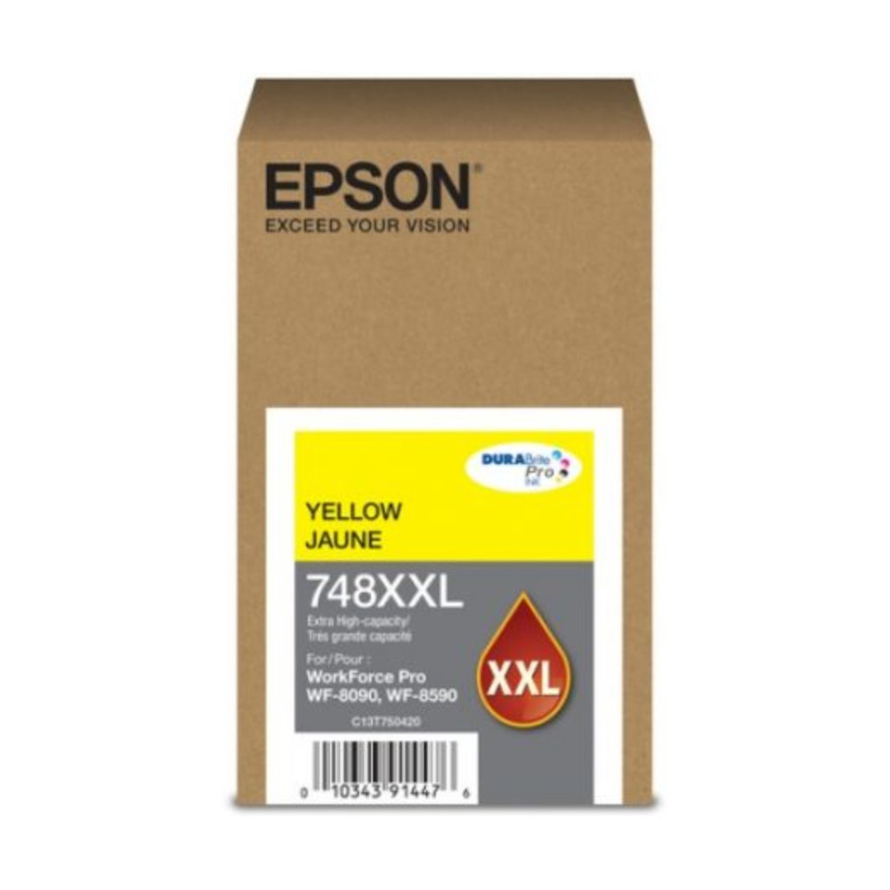 Cartucho de tinta Epson T748XXL420-AL color amarillo con capacidad extra grande para impresoras WorkForce WF-6090 y WF-6590