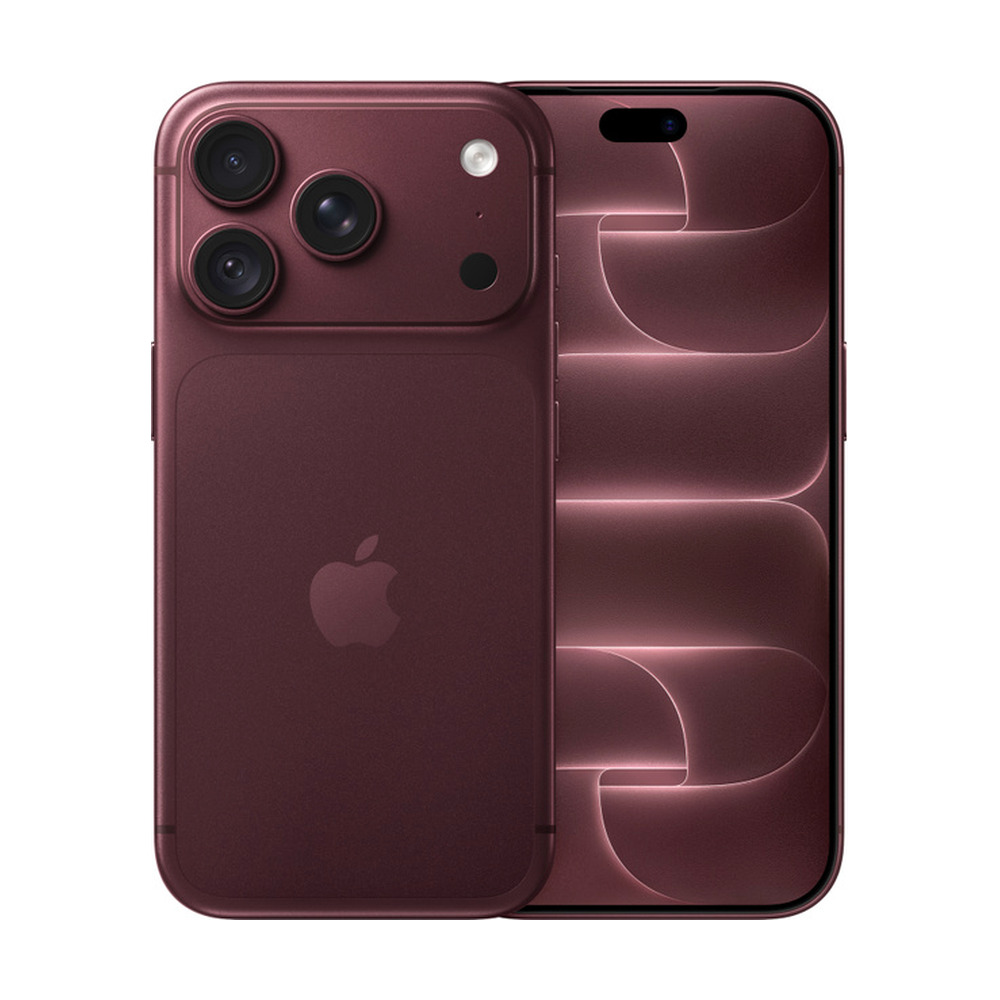Celular Apple iPhone 18 Pro 256GB color Burgundy con cámara triple y pantalla frontal encendida en tono burdeos
