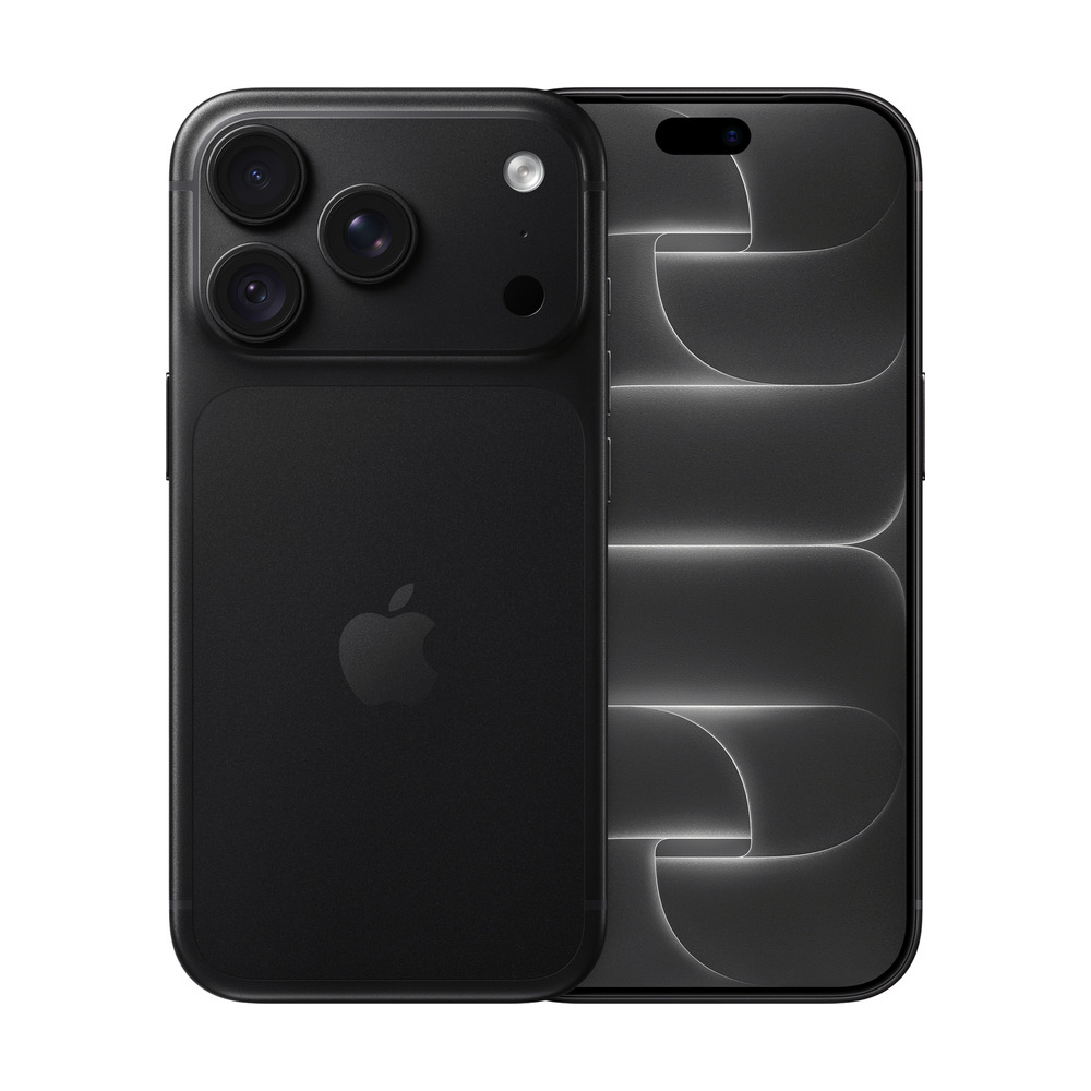 Celular Apple iPhone 18 Pro modelo MJRU4LZ/A color negro con 512GB, vista frontal y trasera con cámara triple y pantalla OLED
