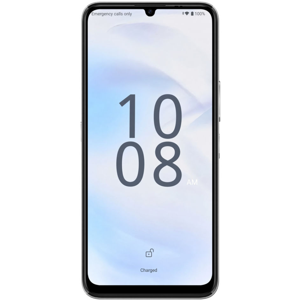 Celular Honor Choise T10 modelo BLK-L03 en color silver mostrando su pantalla frontal encendida con diseño moderno y bordes delgados