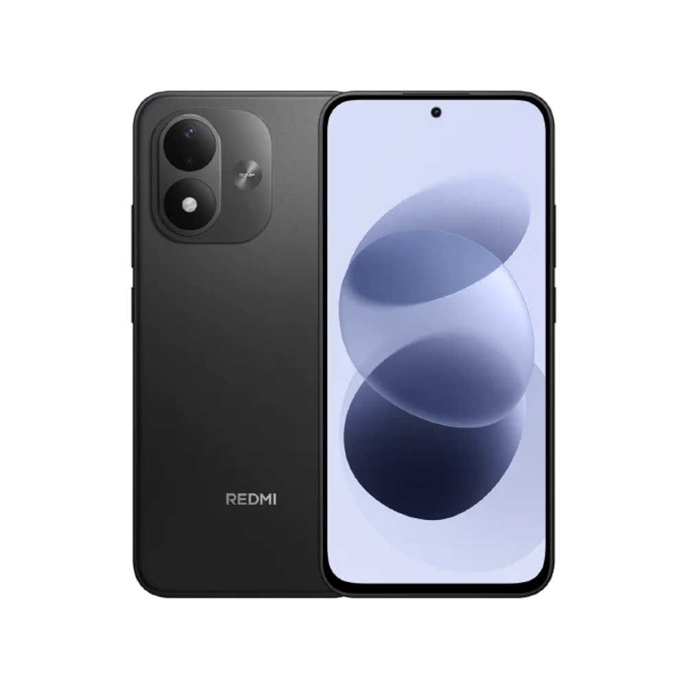 Celular Xiaomi Redmi Note 17 5G color negro con 6GB de RAM y 256GB de almacenamiento mostrando vista frontal y trasera con cámara doble