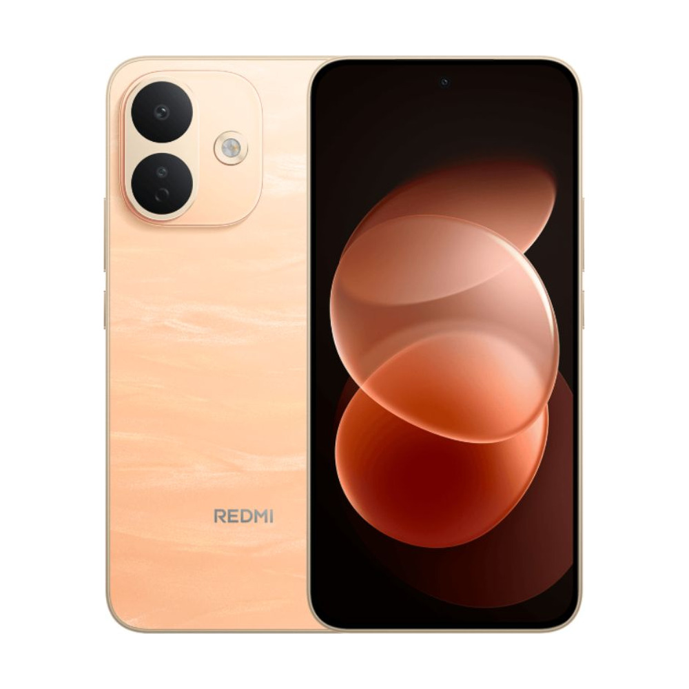 Celular Xiaomi Redmi Note 17 Pro 5G color naranja satinado con pantalla encendida y vista frontal y trasera