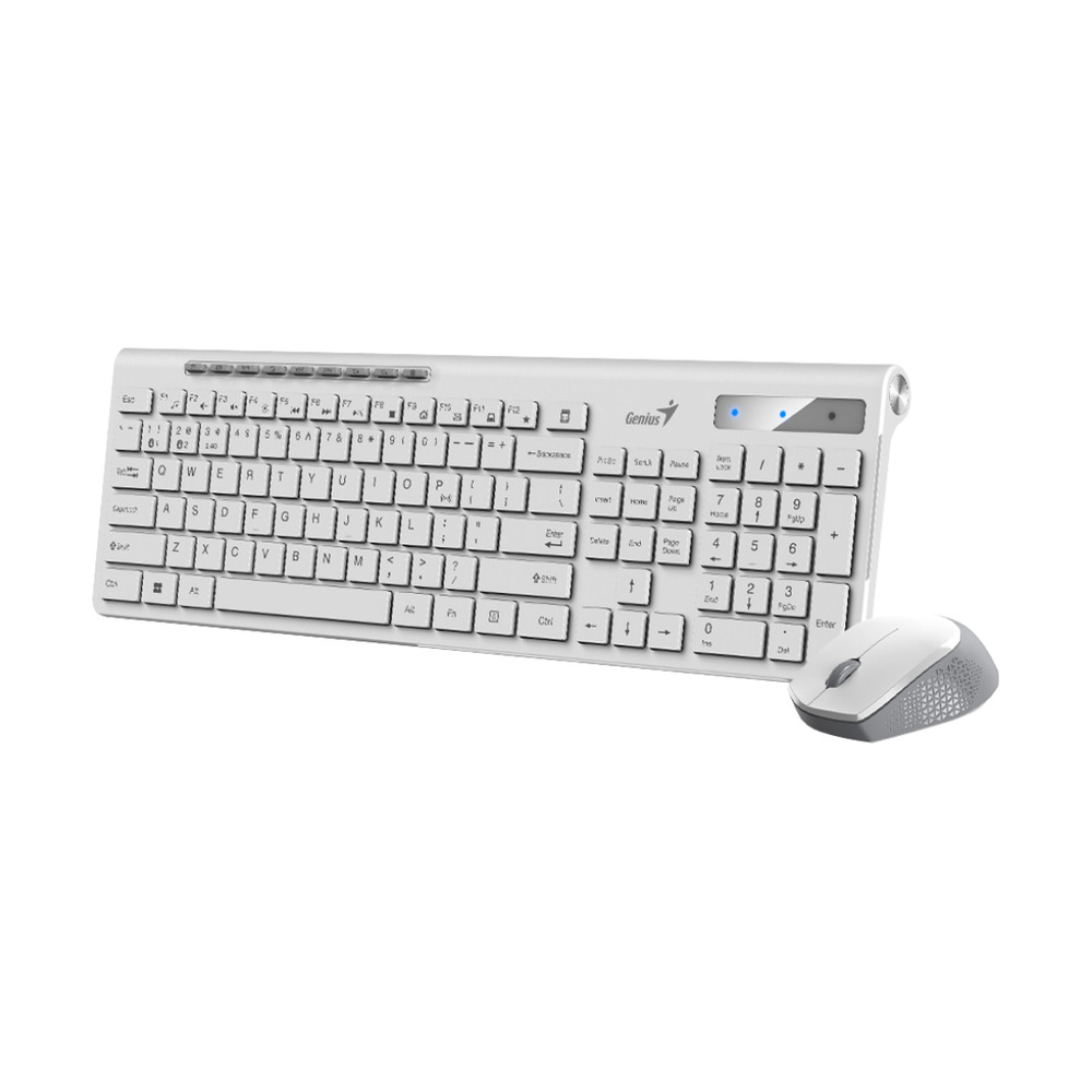 Combo teclado y mouse inalámbricos Genius SlimStar 8230 color blanco con diseño compacto y moderno para oficina y hogar