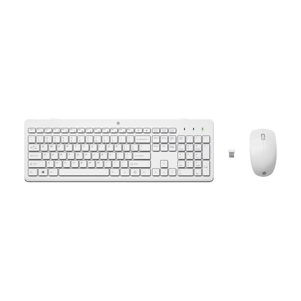 Combo teclado y mouse inalámbricos HP 230 modelo 3L1F0AAABM color blanco con receptor USB para conexión inalámbrica
