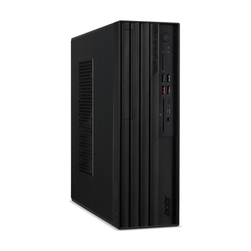 Computador de escritorio Acer VVX4735GT con procesador Intel Ultra 5, 16GB RAM y SSD 512GB mostrando el frontal con puertos USB y lector de tarjetas