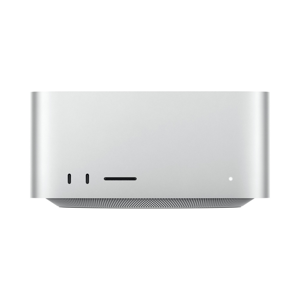 Computador de escritorio Apple Mac Studio modelo MHL64LZ/A con chip M5 Max, 36GB RAM y 512GB SSD vista frontal con puertos USB-C y ranura para tarjeta de memori