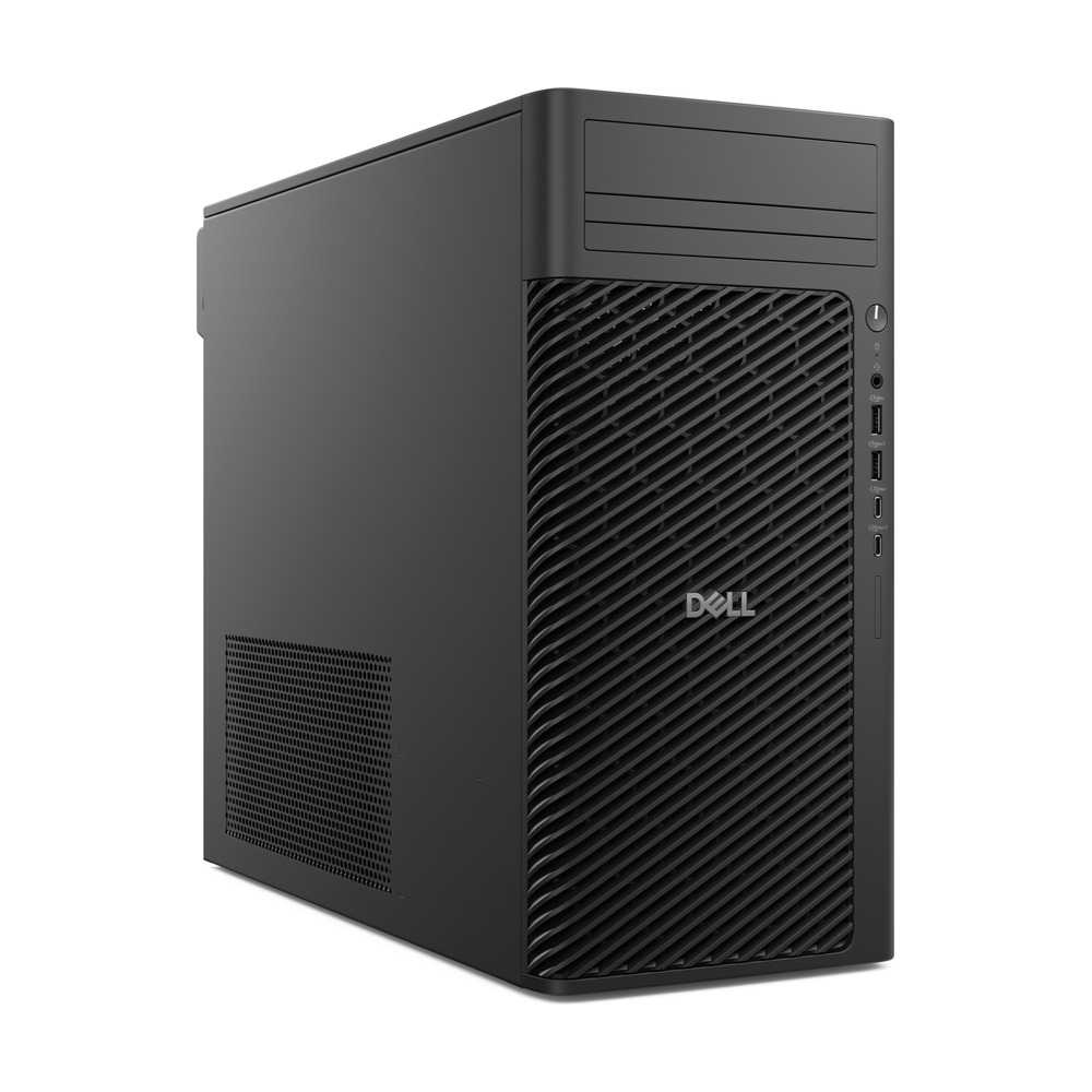 Computador de escritorio Dell Pro Max Tower T2 con procesador Intel Ultra 7, 32GB RAM, SSD 1TB, HDD 2TB y tarjeta gráfica RTX 2000 vista frontal