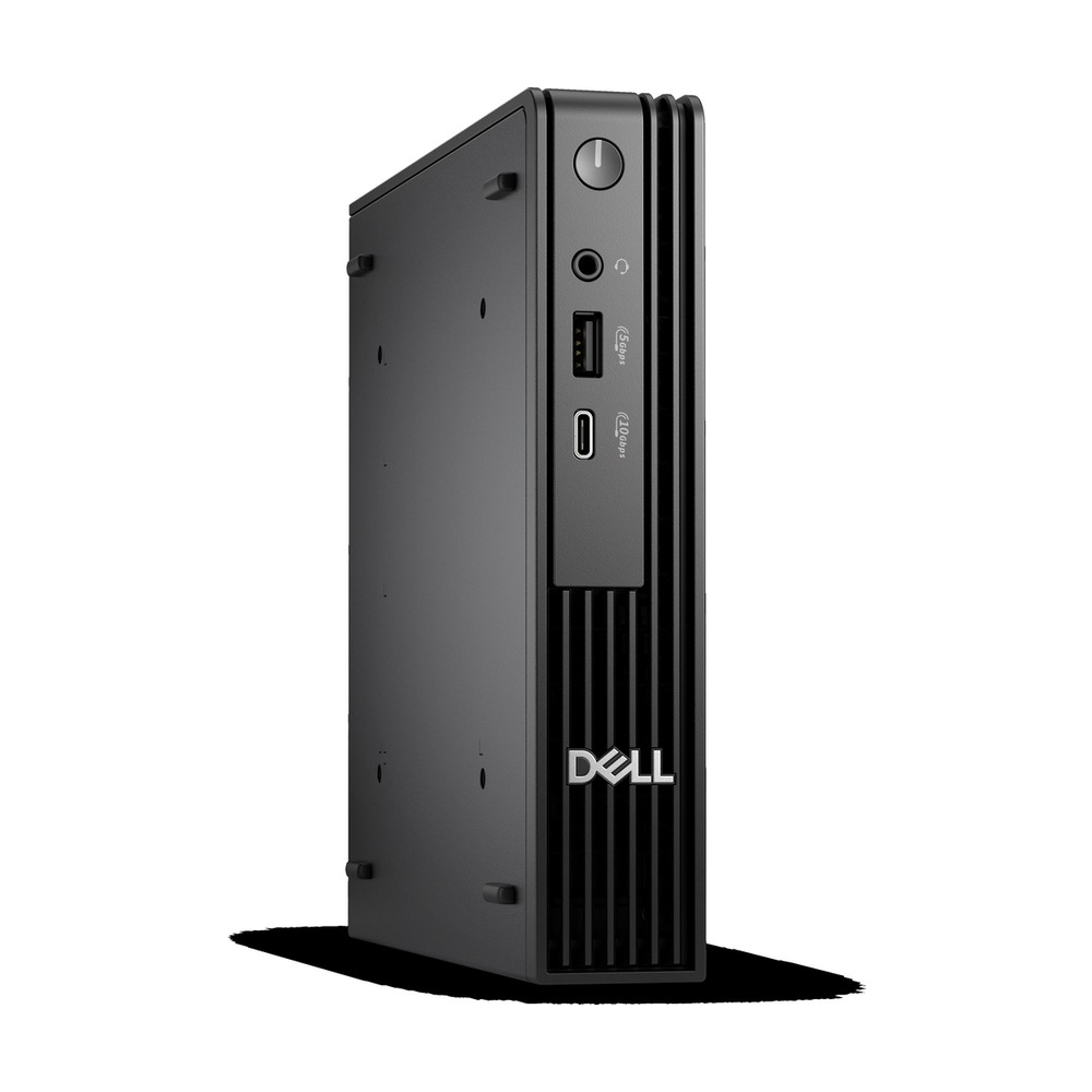 Computador de escritorio Dell Pro Micro QCM1250 con procesador Intel Core i5, 16GB RAM y 512GB SSD mostrando vista frontal con puertos USB y audio