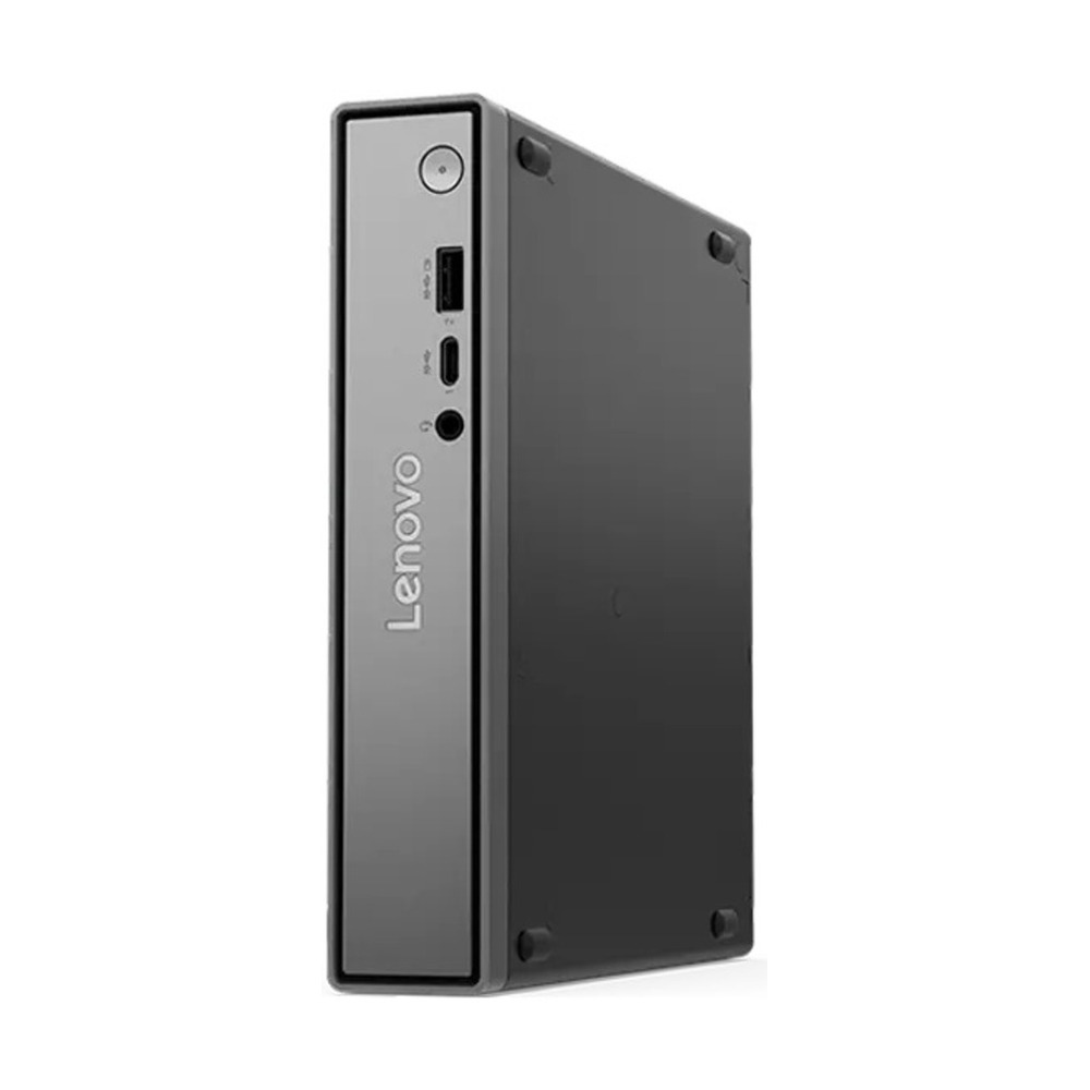 Computador de escritorio Lenovo ThinkCentre Tiny Neo 55q Gen 6 con procesador AMD Ryzen AI5, 16GB RAM y 512GB SSD vista frontal con puertos USB y audio