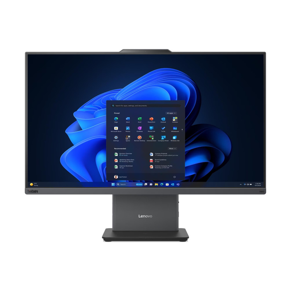 Computador todo en uno Lenovo ThinkCentre Neo 55a 24 Gen 6 con procesador AMD Ryzen 5, 16GB RAM y SSD 512GB en pantalla frontal