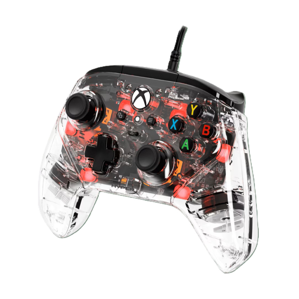 Control alámbrico Hyperx Clutch Gladiate modelo 7D6H2AA para Xbox con diseño transparente y botones coloridos