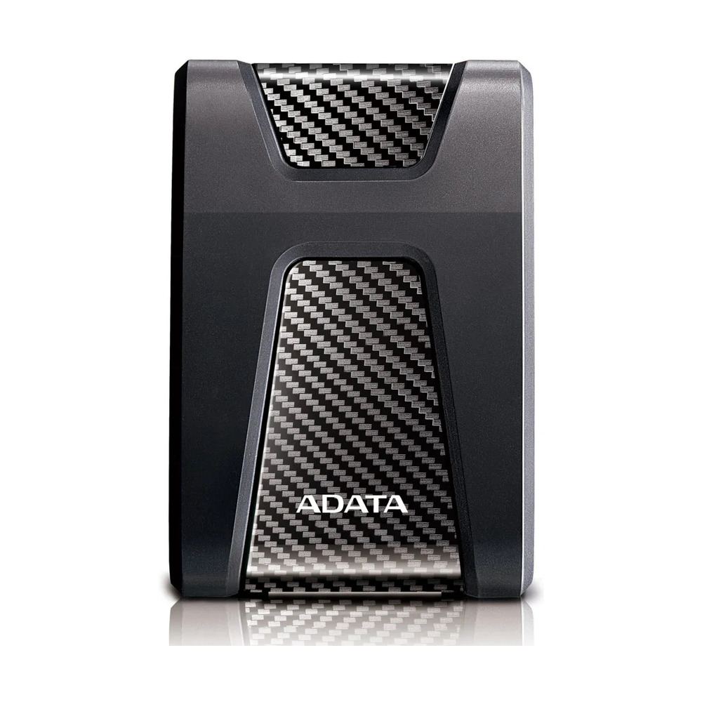 Disco duro externo ADATA Antigolpes HD650 1TB negro con diseño resistente y acabado en fibra de carbono