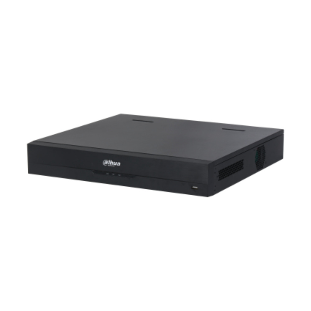 Grabador XVR Dahua modelo DH-XVR5416L-I3 con 16 canales 5 megapíxeles lite y 4 bahías para discos en vista lateral frontal