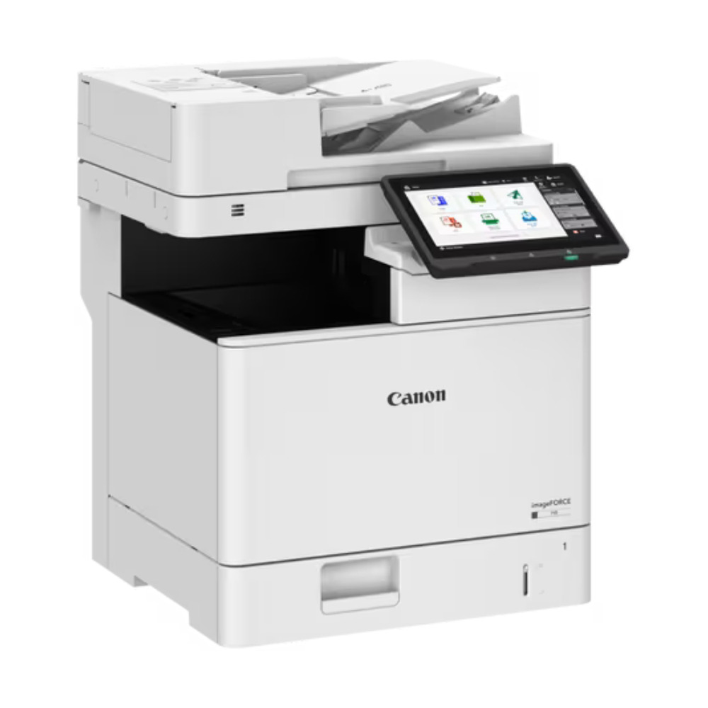 Impresora multifuncional Canon Force 710F modelo 7054C001AA con pantalla táctil y diseño compacto para oficina