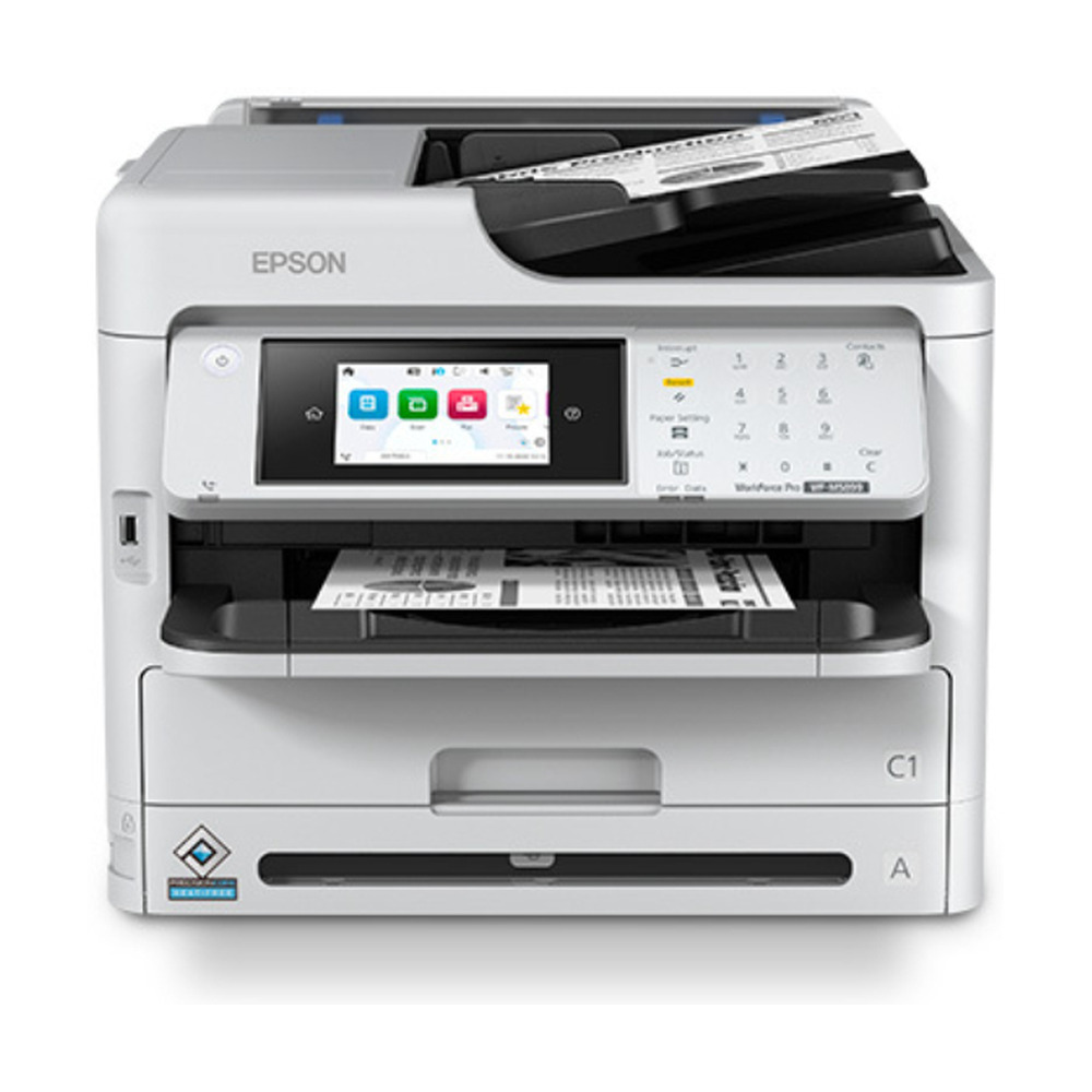 Impresora multifuncional Epson WorkForce Pro WF-M5899 monocromática con pantalla táctil y bandeja frontal para impresión rápida