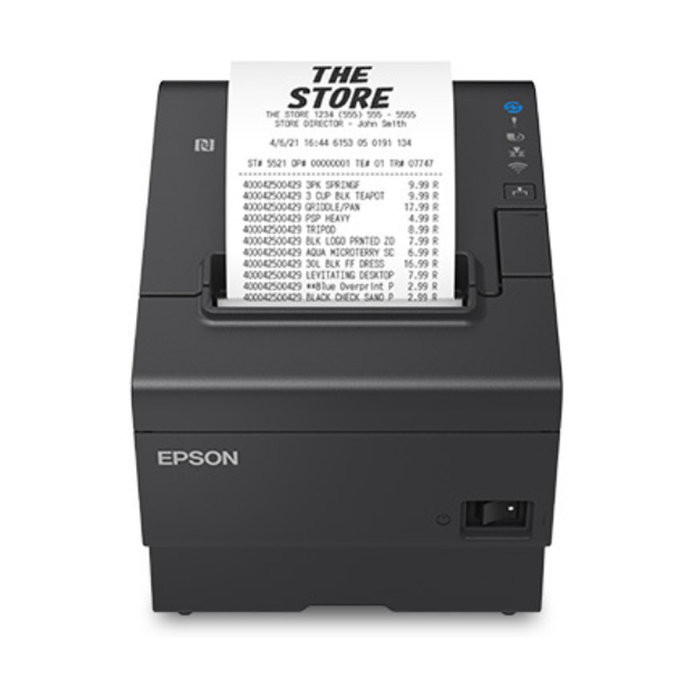 Impresora Epson Térmica de Recibos TM-T88VII-022; 80mm/58mm, Puertos: USB+Ethernet+Paralela, Autocortador, Ancho: 80mm/58mm, Velocidad: 500mm/s, Incluye fuente. Negra. (4 años de Garantía)