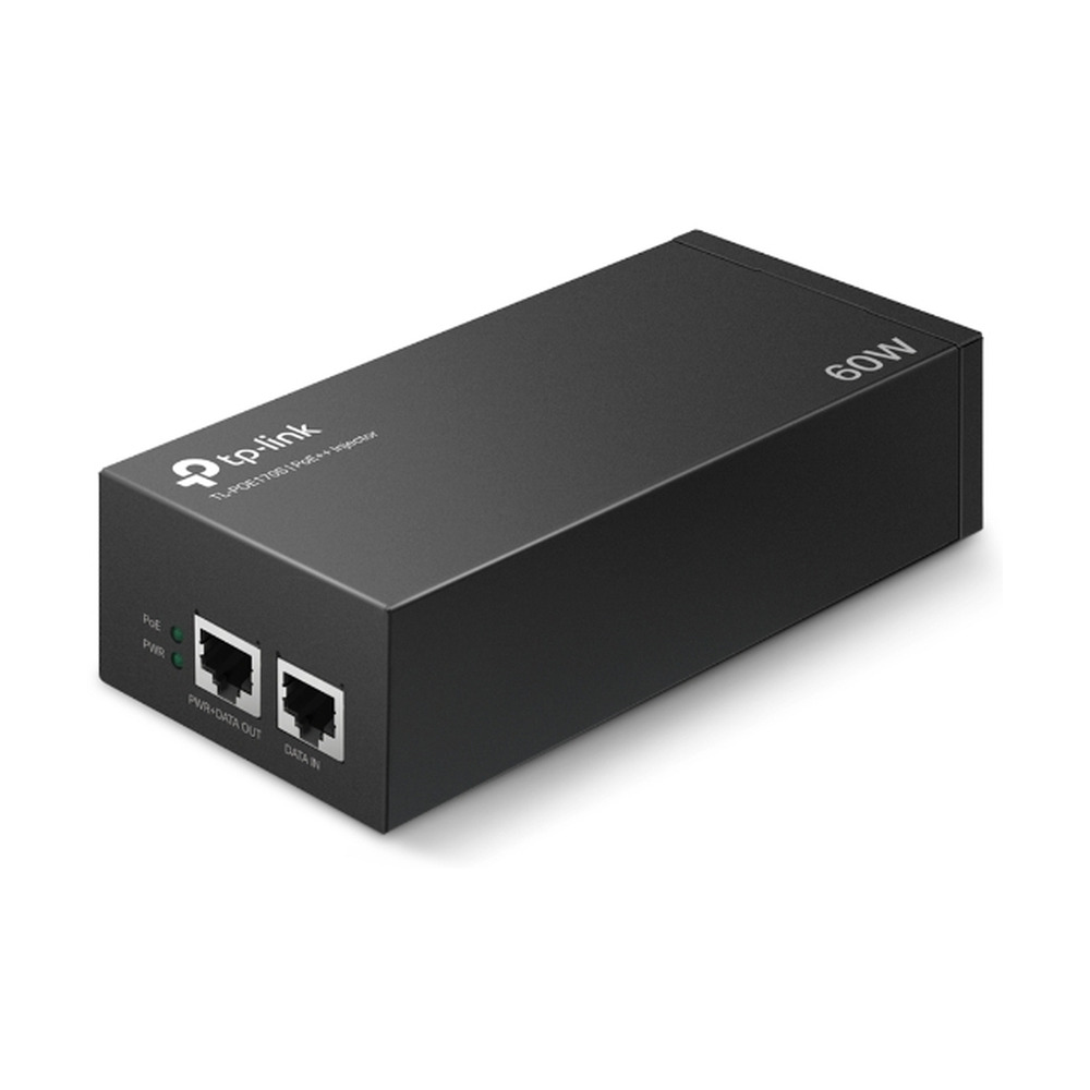 Inyector PoE++ Tplink Omada TL-POE170S de 60W con puertos RJ45 para alimentación y datos en red
