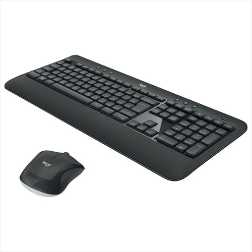 Set inalámbrico Logitech MK540 con teclado en español y mouse negro vista lateral para oficina y hogar
