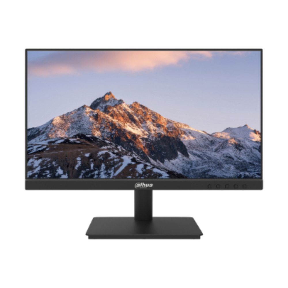 Monitor Dahua modelo DHI-LM22-A211Y de 22 pulgadas con pantalla LED FHD y frecuencia de 120Hz mostrando paisaje montañoso