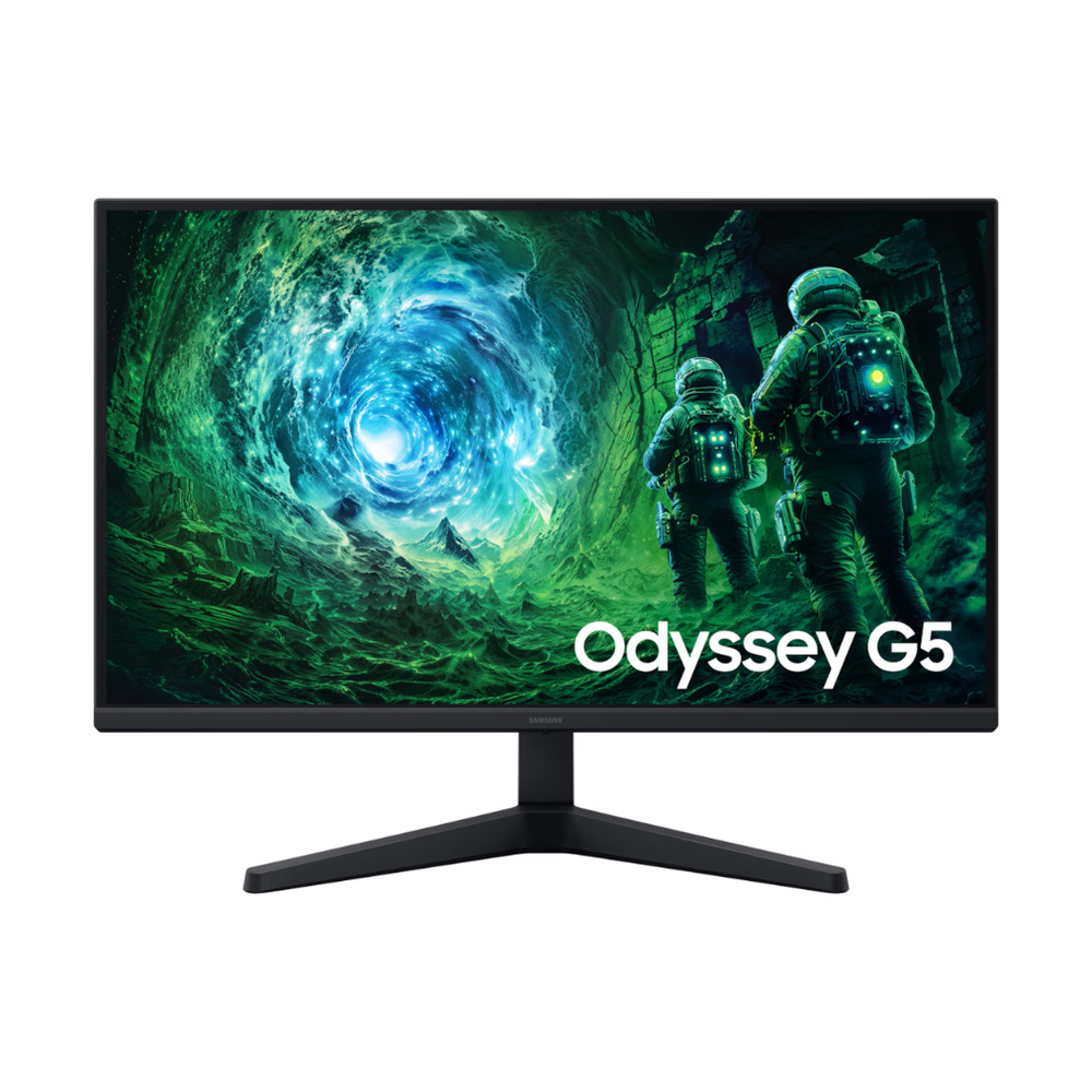 Monitor gamer Samsung Odyssey G5 modelo LS27FG530ENXZA de 27 pulgadas con resolución QHD y 200Hz mostrado de frente