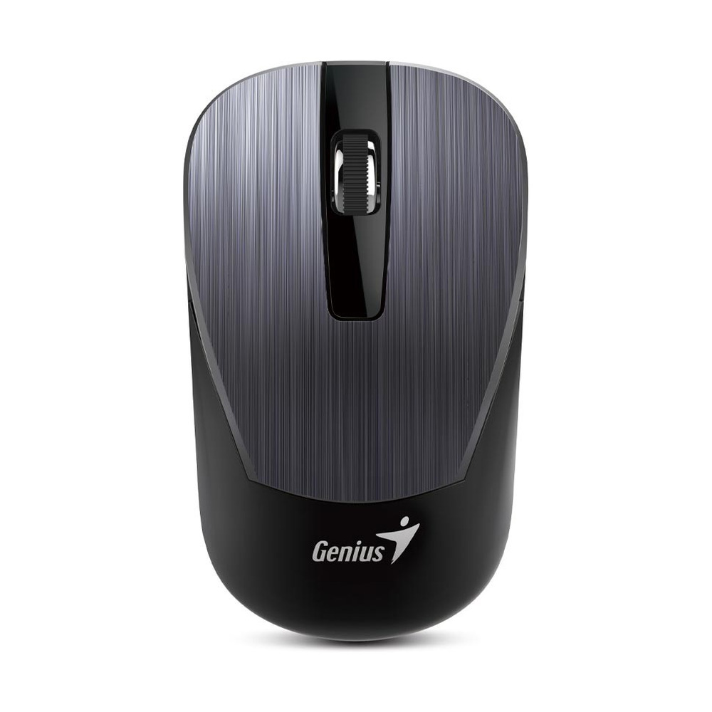Mouse inalámbrico Genius NX 7015 color gris con diseño moderno y acabado texturizado en la parte superior