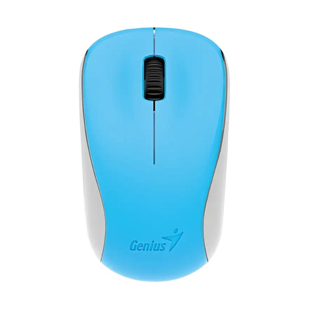 Mouse inalámbrico Genius NX-7000 color azul con diseño ergonómico y rueda de desplazamiento central