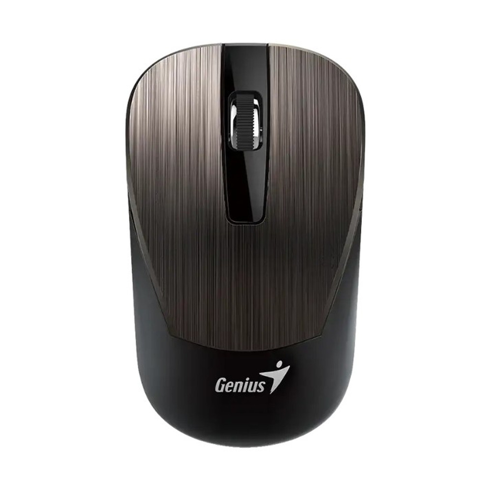 Mouse inalámbrico Genius NX-7015 color chocolate con diseño compacto y rueda de desplazamiento central