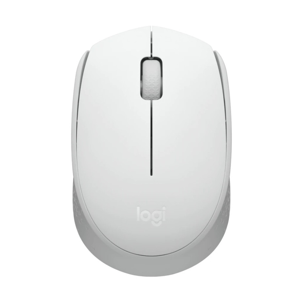 Mouse inalámbrico Logitech M170 color blanco vista frontal con diseño ergonómico para uso diario