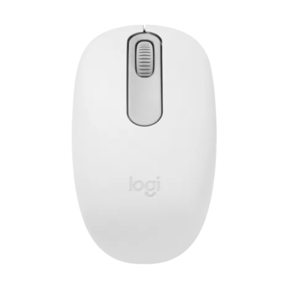 Mouse inalámbrico Logitech M196 color blanco vista frontal con diseño ergonómico y rueda de desplazamiento