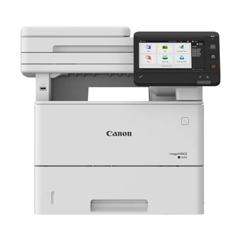 Multifuncional láser Canon imageFORCE 1643F con pantalla táctil a color y diseño compacto en color blanco