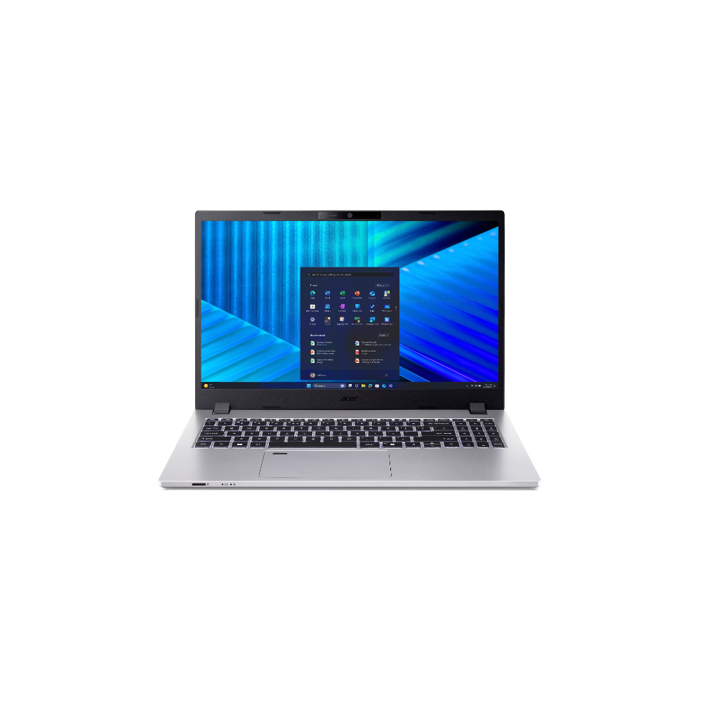 Portátil Acer TravelMate TMP215 con pantalla de 15.6 pulgadas, procesador Intel Ultra 5, 16GB de RAM y SSD de 512GB mostrando sistema Linux en pantalla