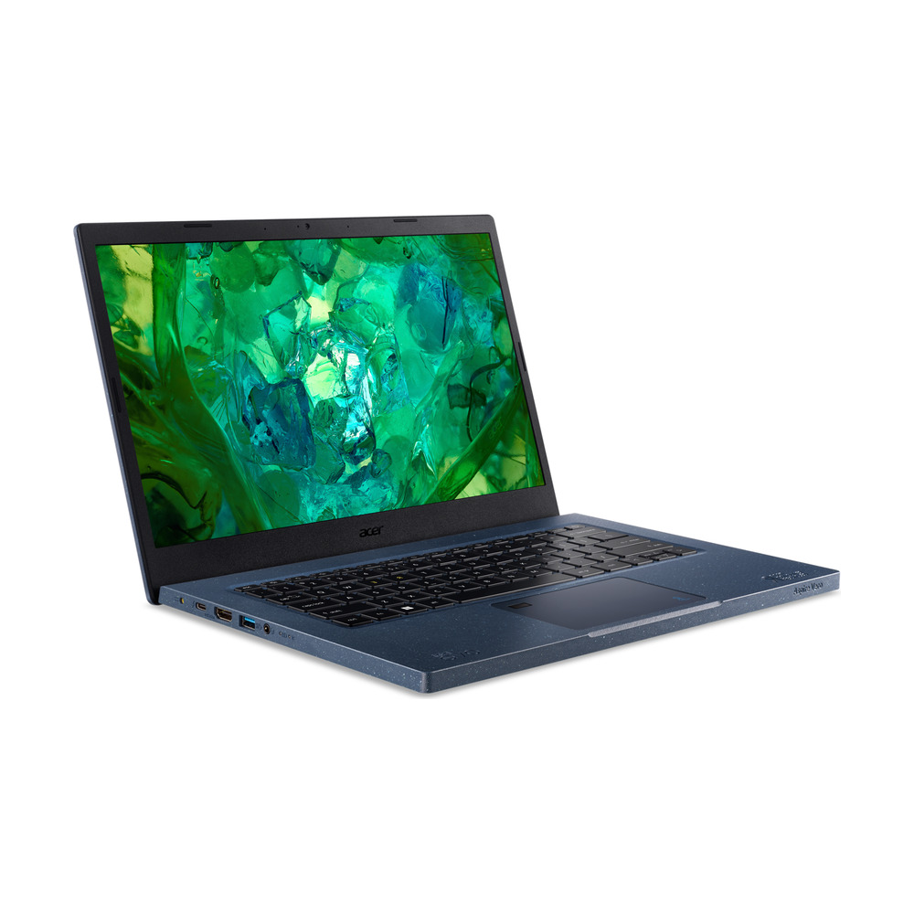Portátil Acer Vero AV14 52P 72B2 con Intel i7, 16GB RAM, 512GB SSD y pantalla de 14 pulgadas mostrando vista lateral con puertos